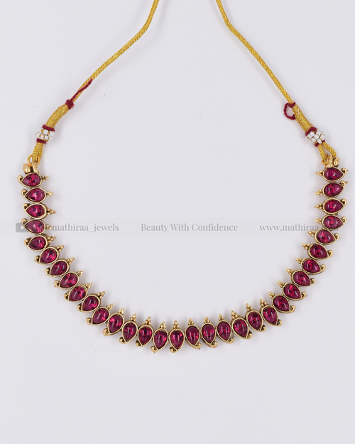 2 in 1 Irumugam Ruby Pearl neckset