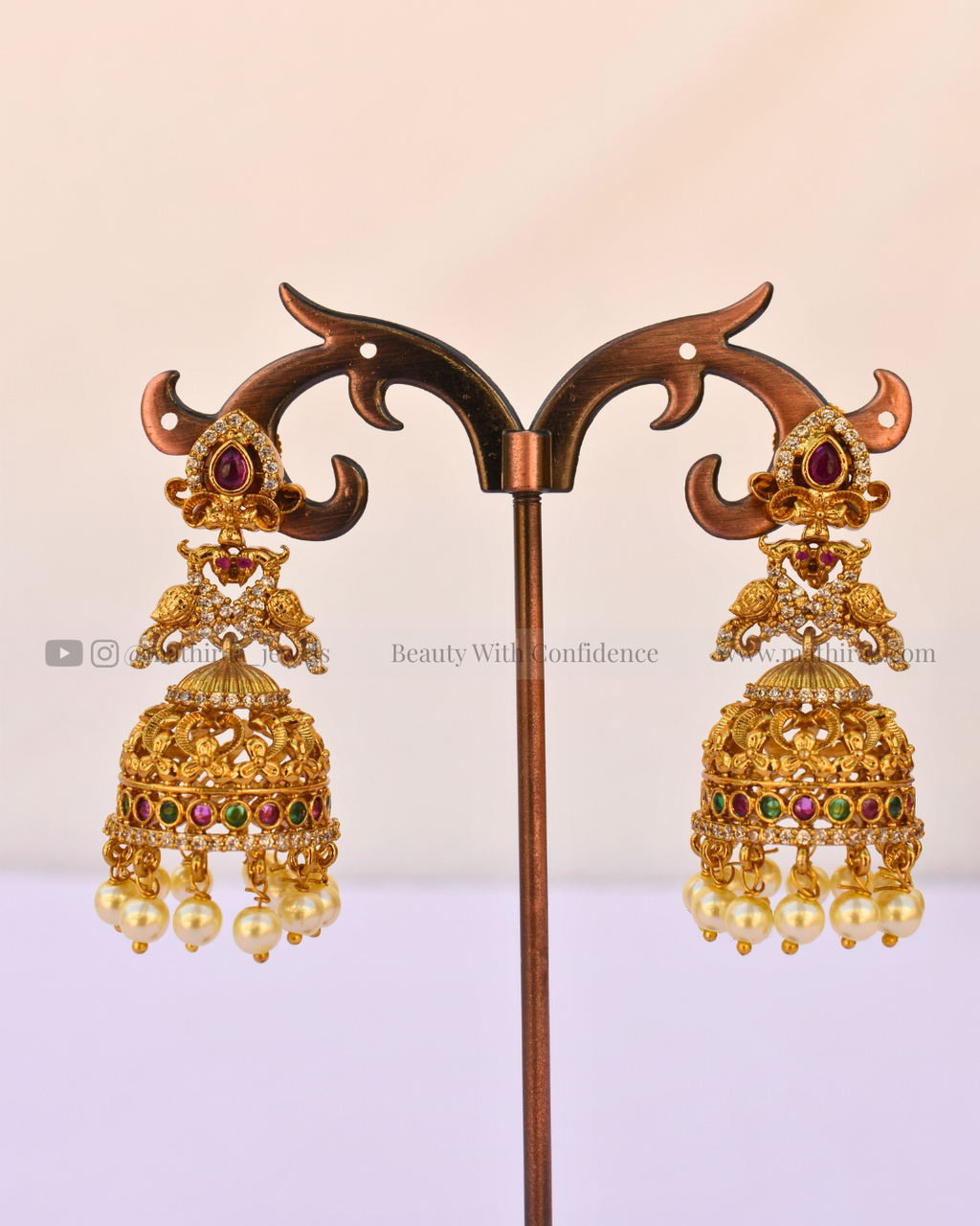 CZ Peacock Jhumka