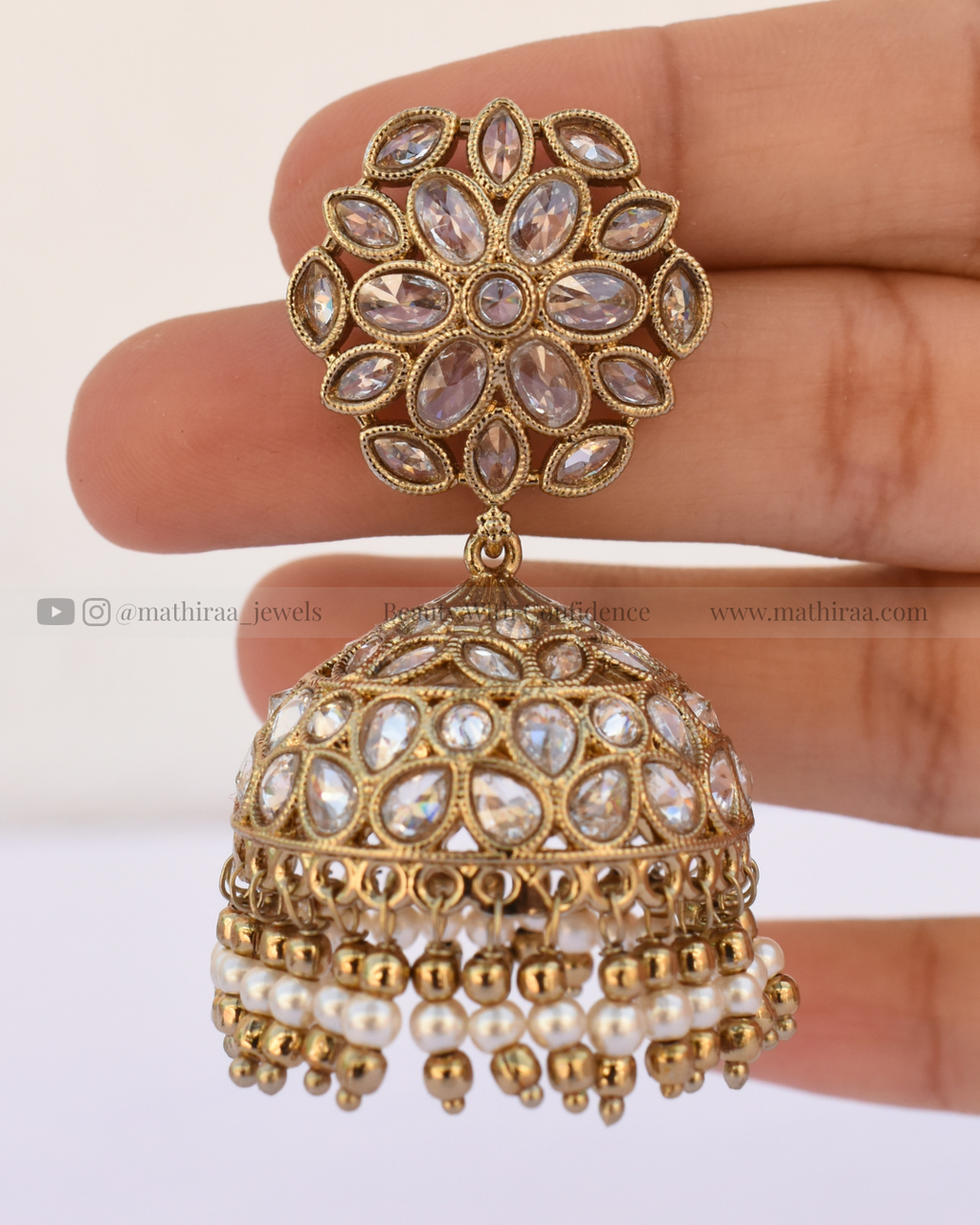 Bridal Polki Mehandi Floral Jhumka