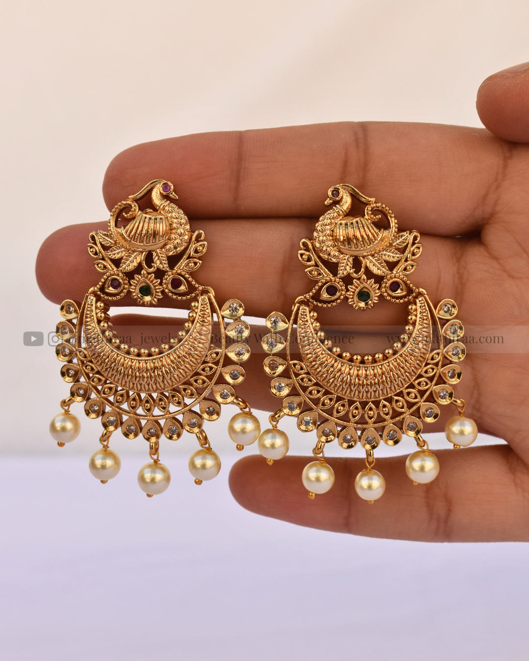 Peacock Antique Chandbali Earrings