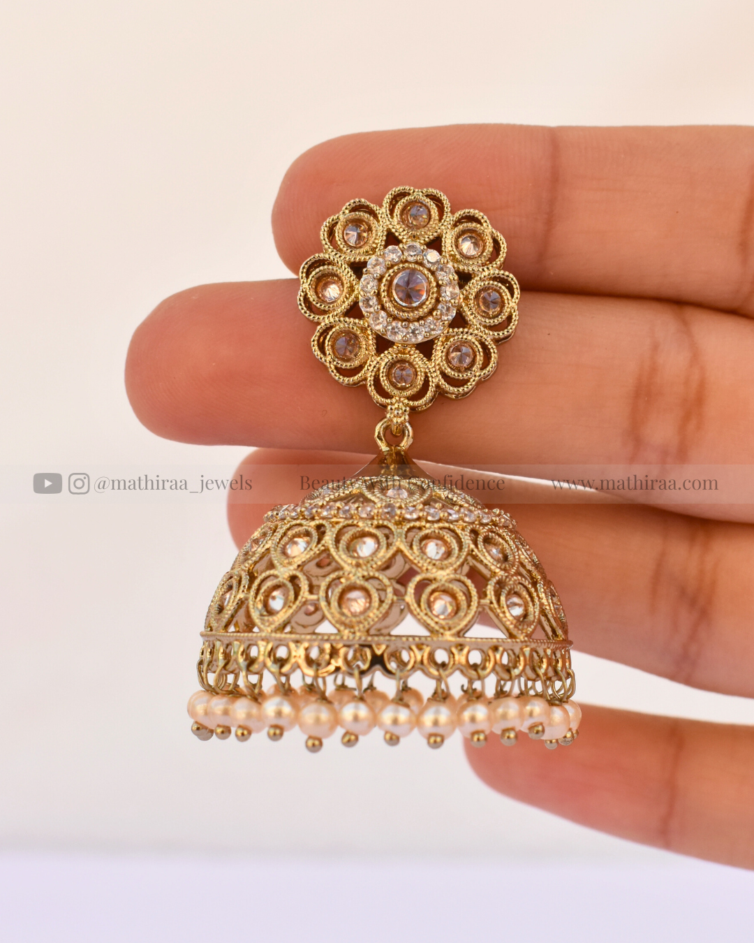Bridal Petal Kundan Jhumka