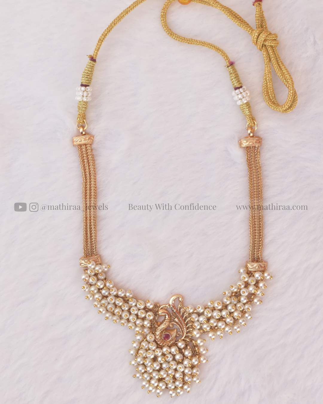 Peacock Pearl cluster Necklace