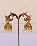 Peacock Pearl Drop Antique Jhumkas