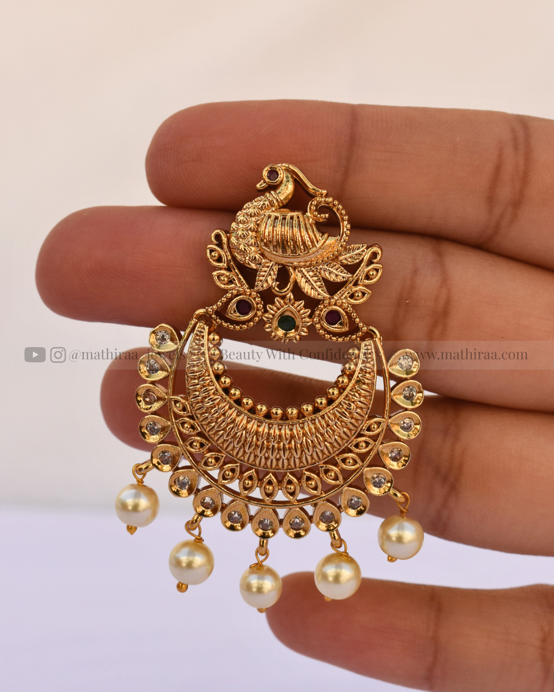 Peacock Antique Chandbali Earrings
