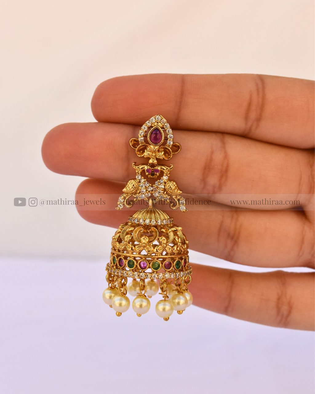 CZ Peacock Jhumka