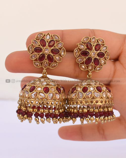 Bridal Polki Mehandi Floral Jhumka