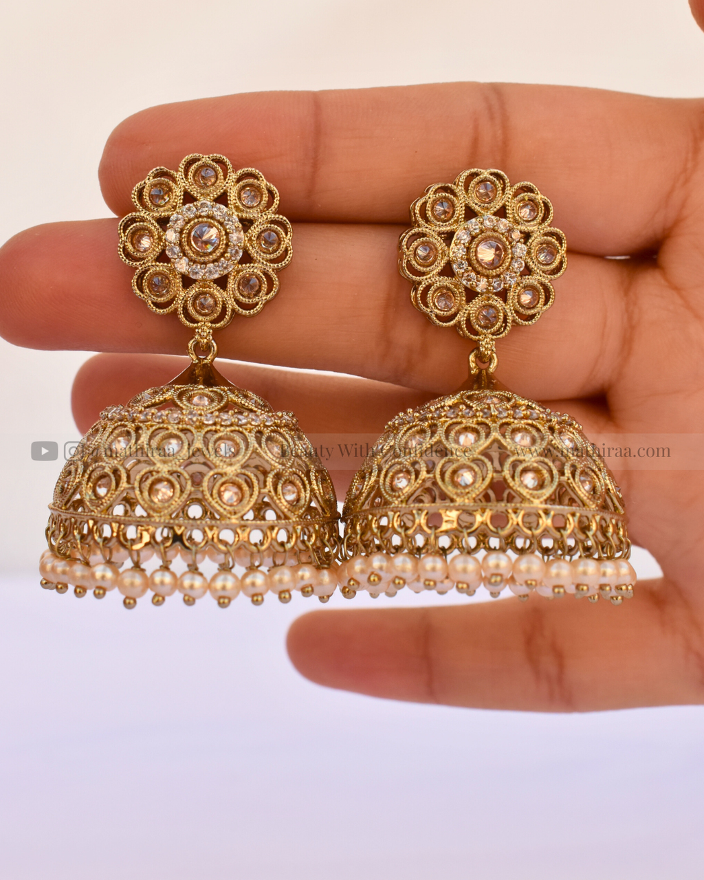 Bridal Petal Kundan Jhumka