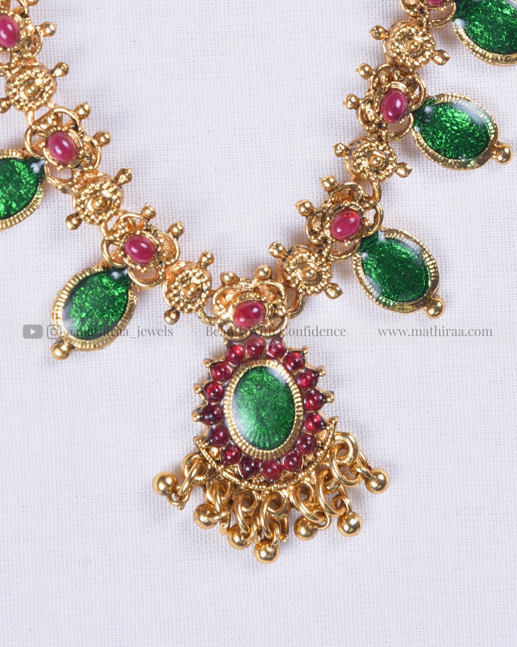 Green Floral Antique Necklace Set