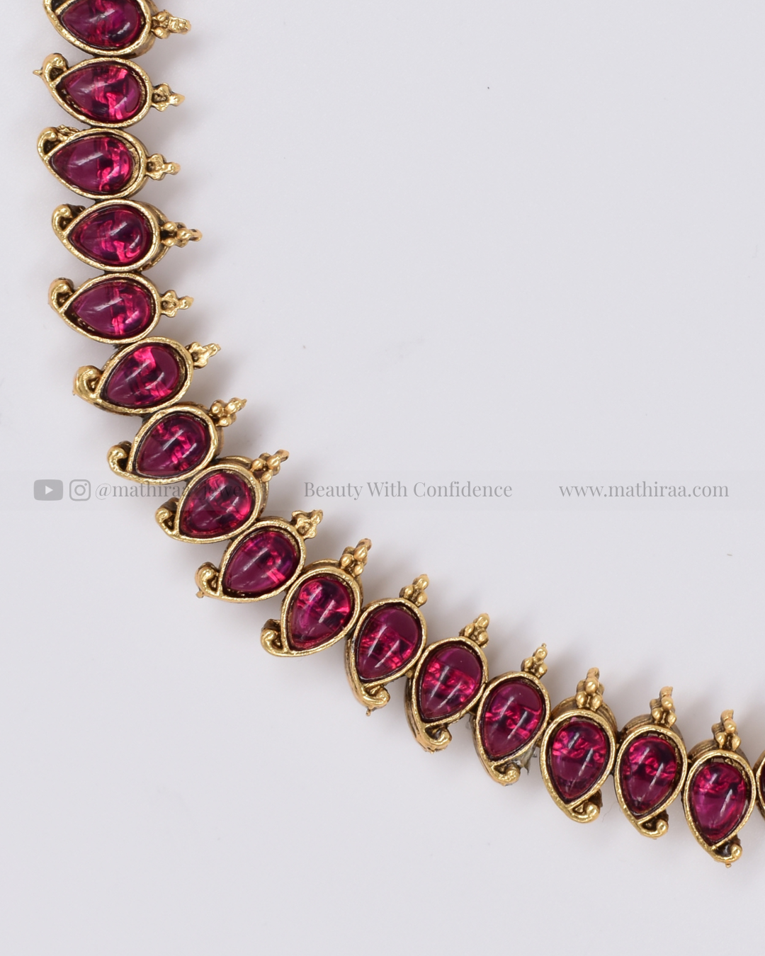 2 in 1 Irumugam Ruby Pearl neckset