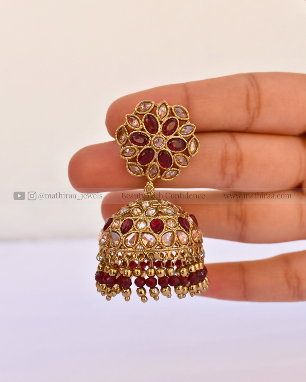 Bridal Polki Mehandi Floral Jhumka