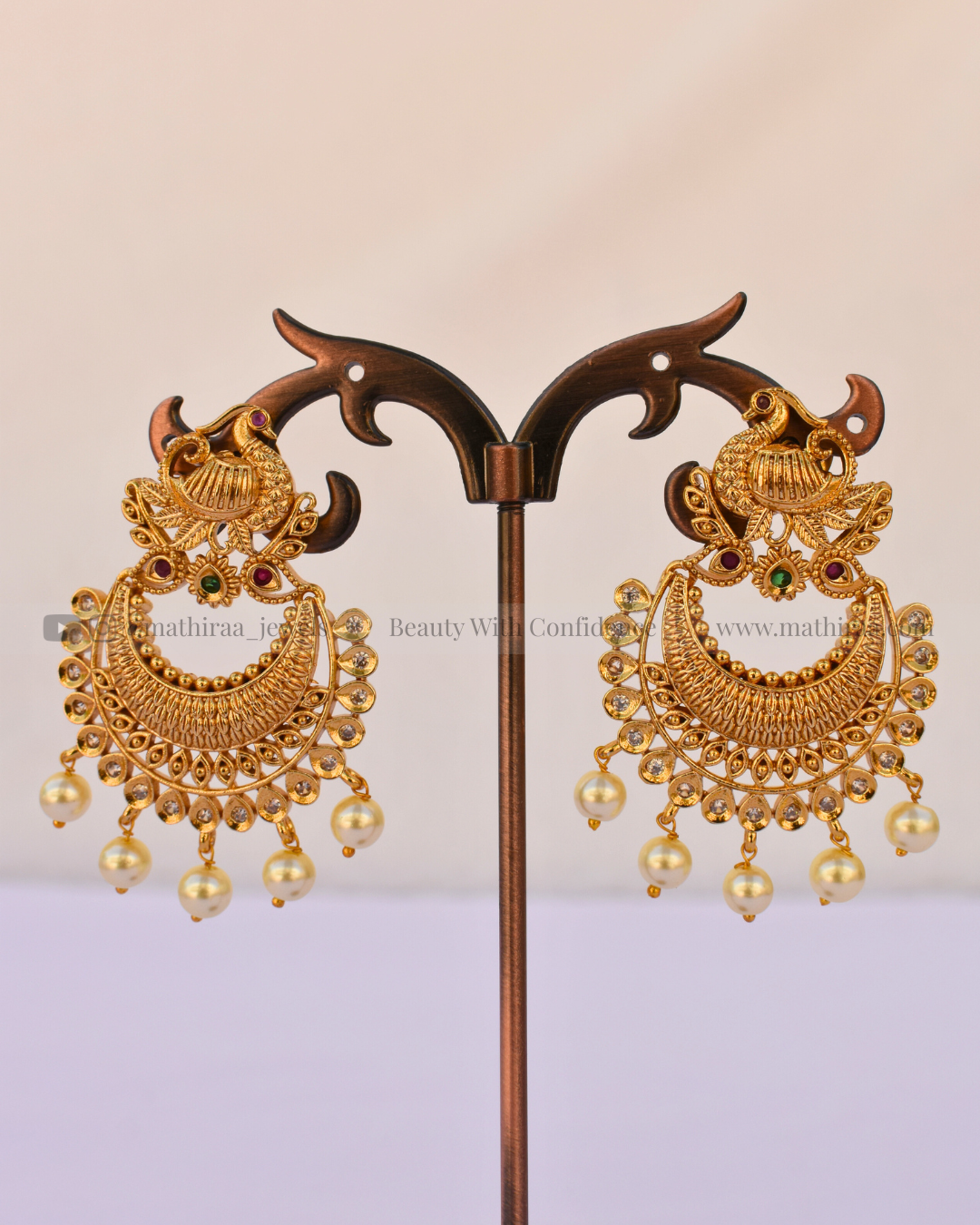 Peacock Antique Chandbali Earrings