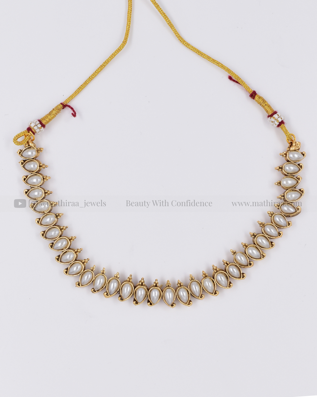 2 in 1 Irumugam Ruby Pearl neckset