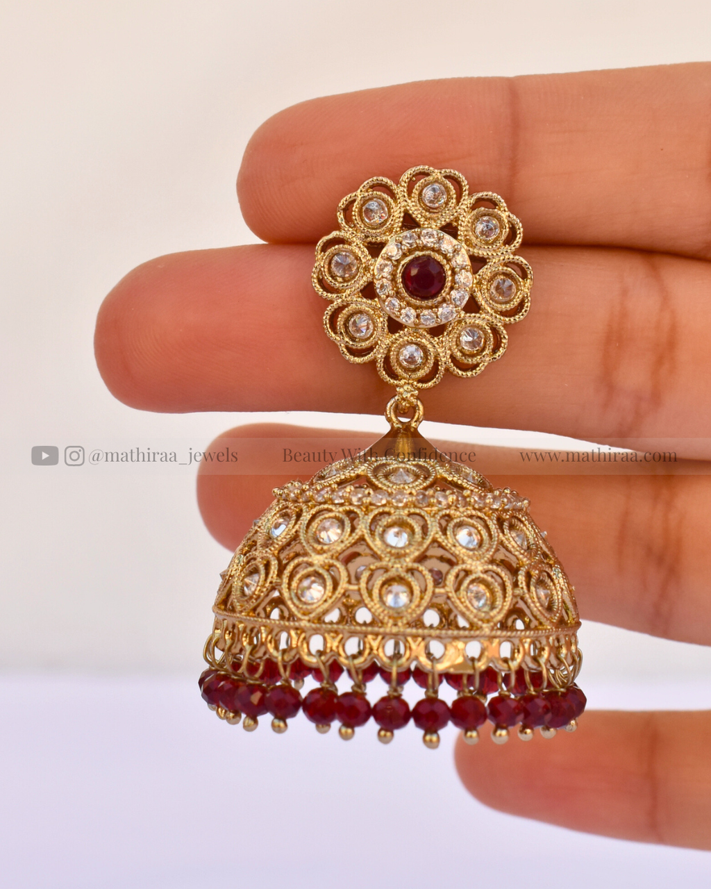 Bridal Petal Kundan Jhumka