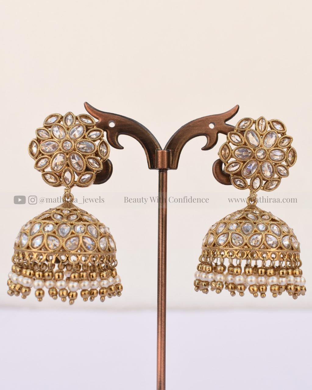 Bridal Polki Mehandi Floral Jhumka