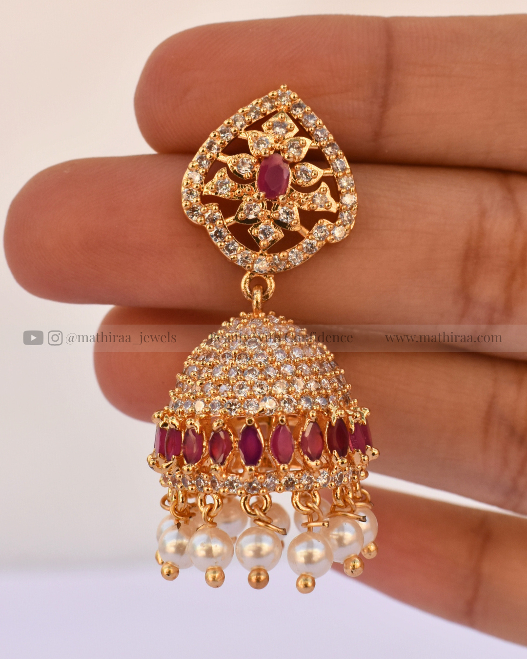 AD Ruby Pearl Jhumka