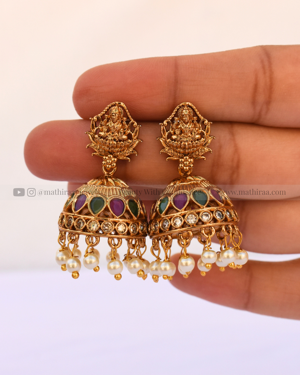 Lakshmi Pearl Drop Antique Jhumkas