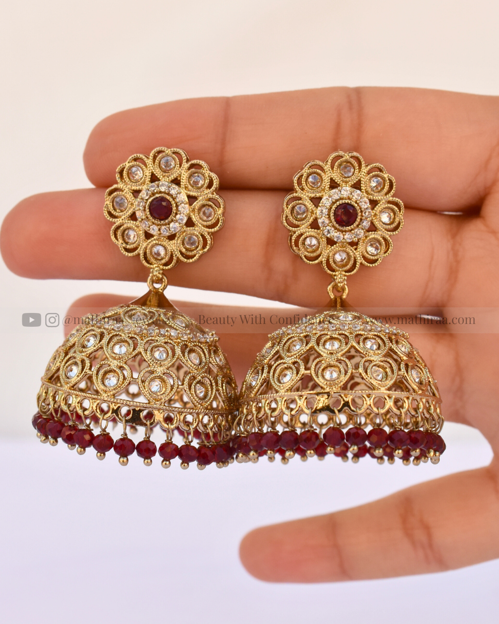 Bridal Petal Kundan Jhumka