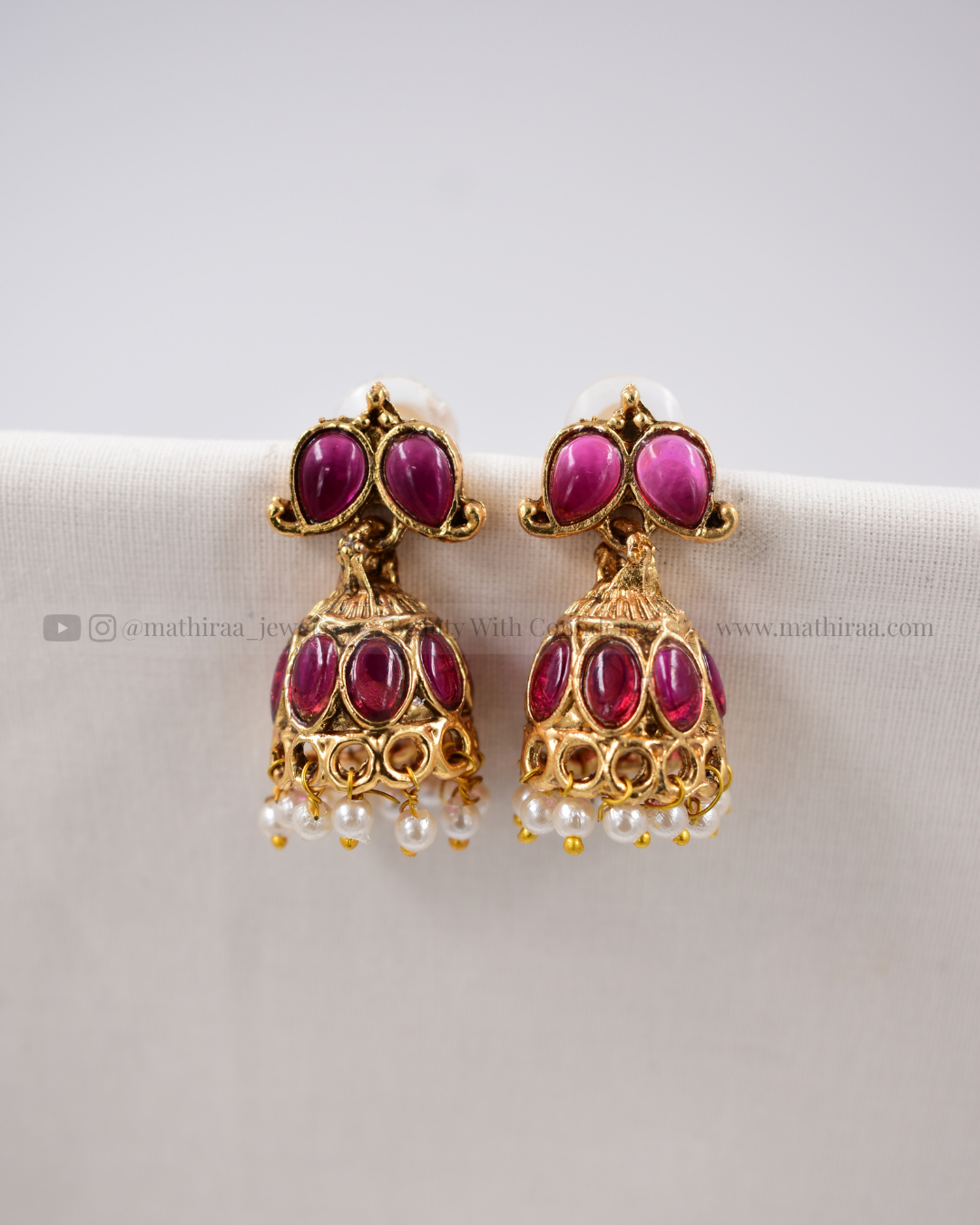 2 in 1 Irumugam Ruby Pearl neckset