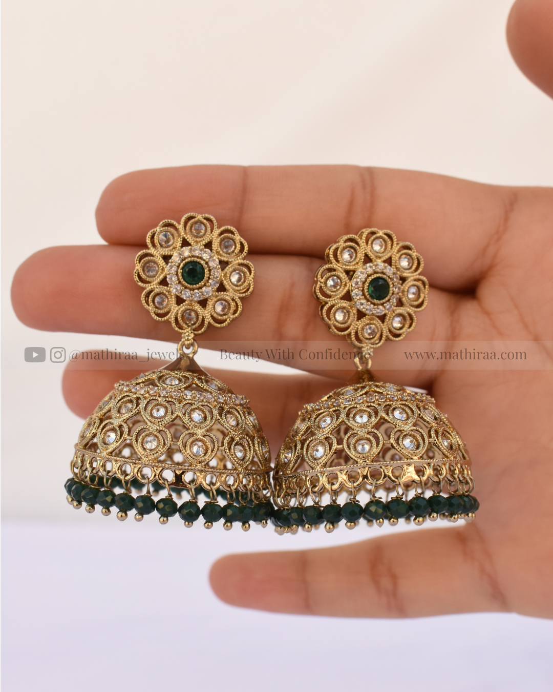 Bridal Petal Kundan Jhumka