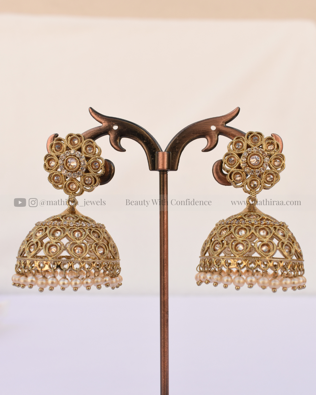 Bridal Petal Kundan Jhumka